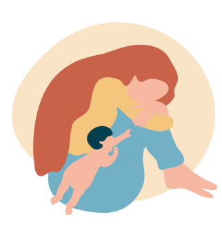 Woman sitting sad with baby_small
