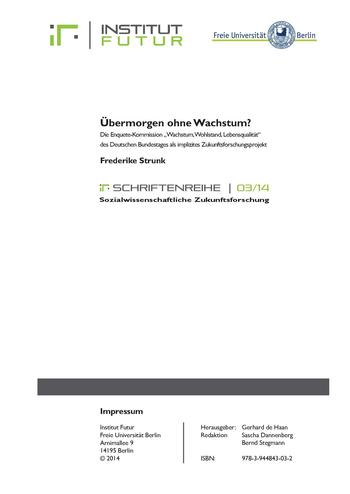 if-Schriftenreihe 03/14: Übermorgen ohne Wachstum?