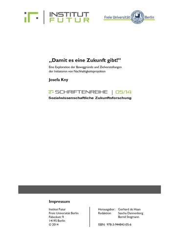 iF-Schriftenreihe 05/14: "Damit es eine Zukunft gibt!"